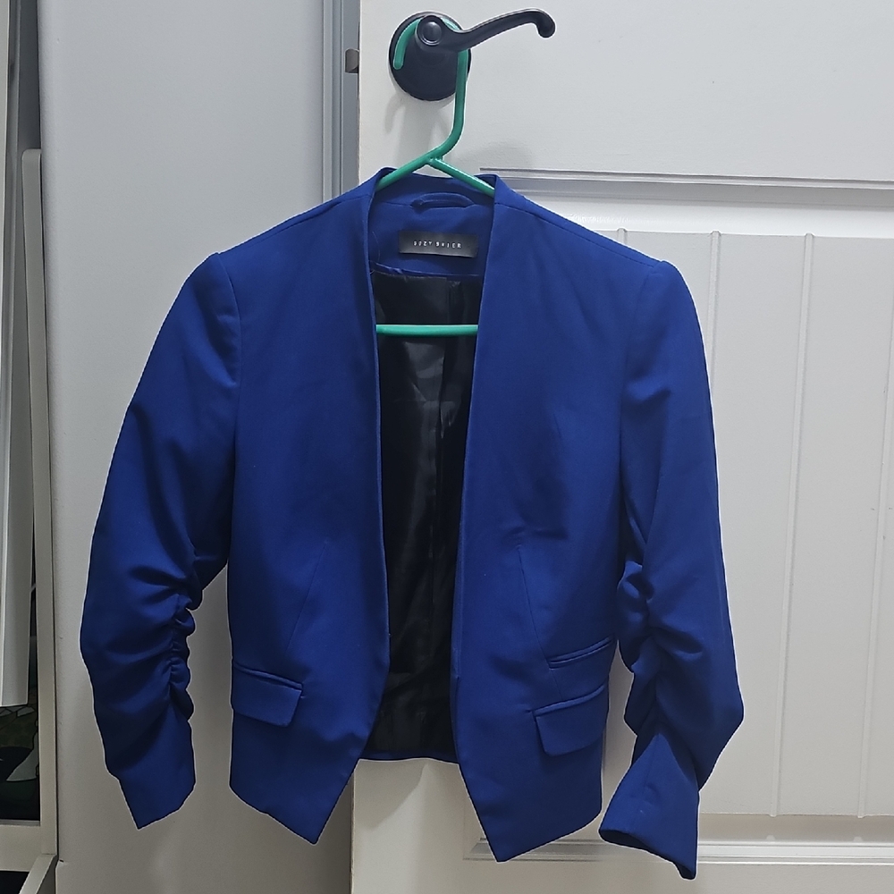 Suzy Shier Cobalt Blue Open-Front Blazer Jacket Small